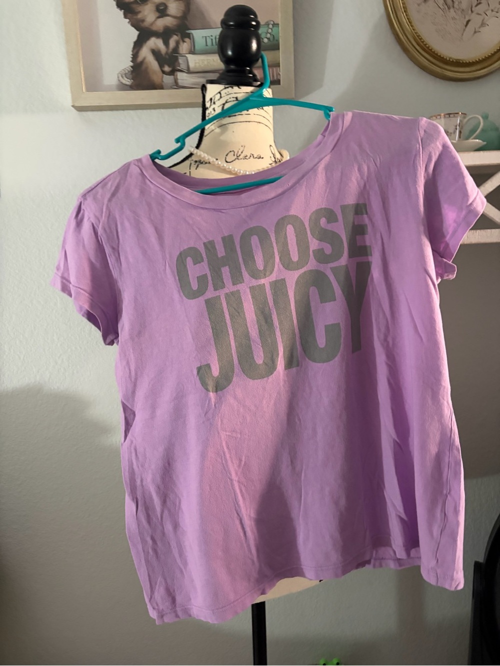 Juicy Couture Lavender Tee with Gray Graphic